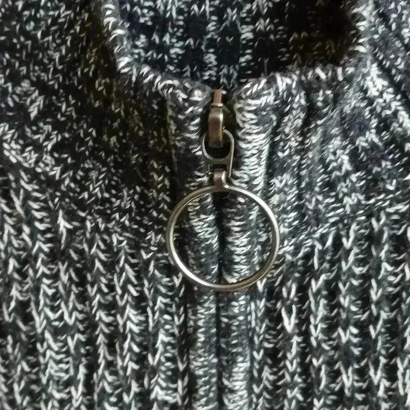 Christopher and Banks black and white tweed quarter zip sweater size XL - Picture 2 of 8